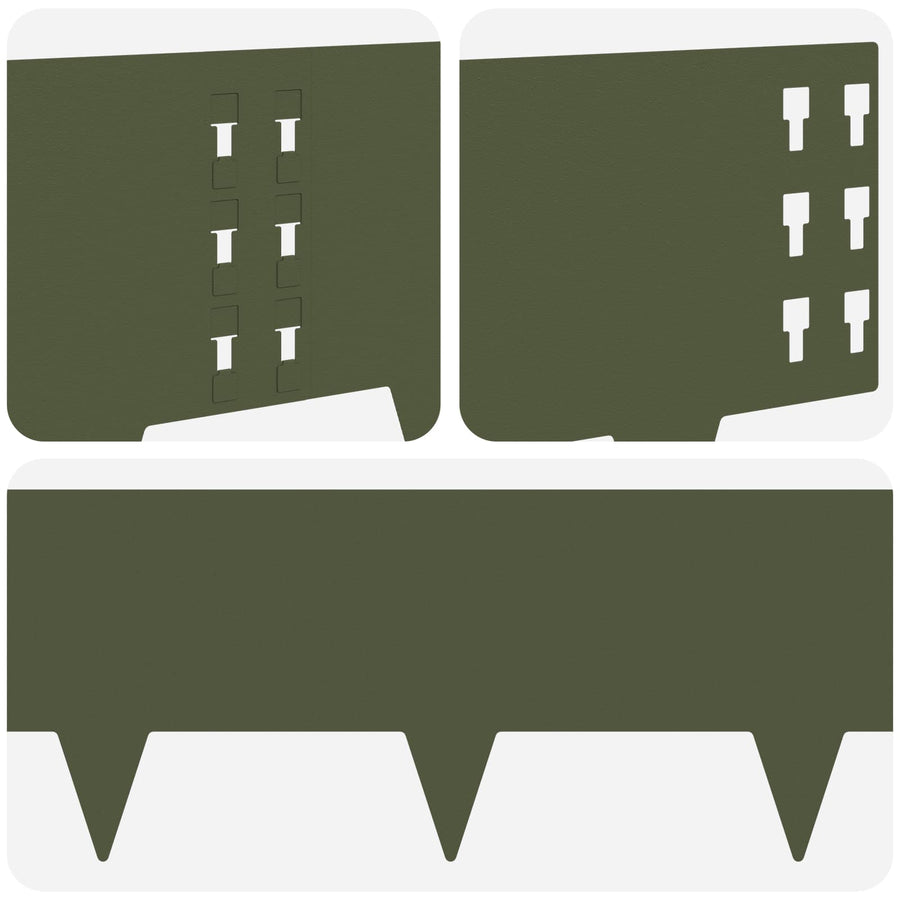 Gazonrand 30 pcs 100 x 25 cm Staal Olijfgroen