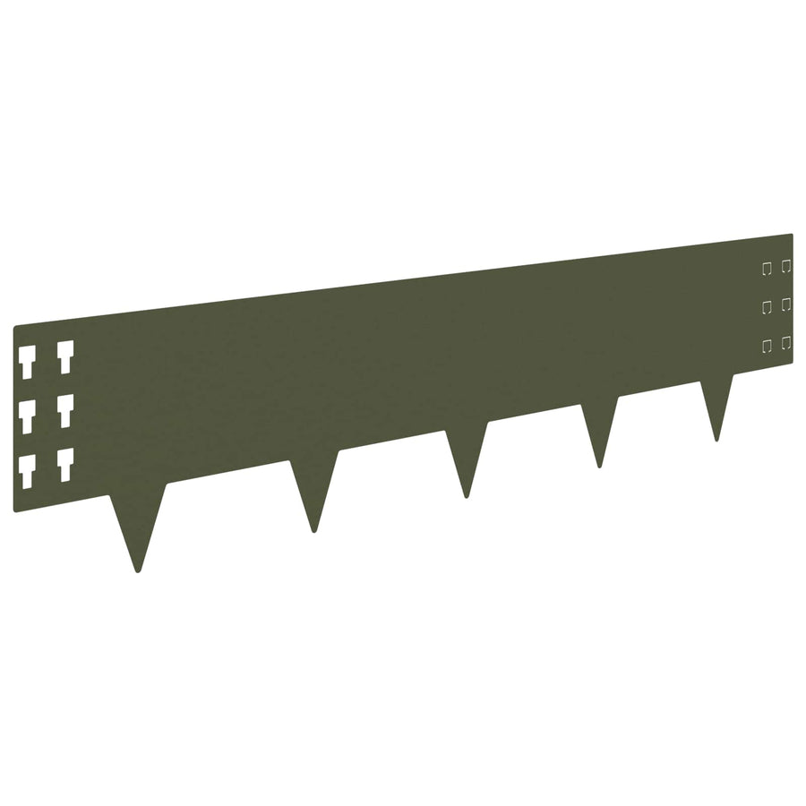Gazonrand 30 pcs 100 x 25 cm Staal Olijfgroen