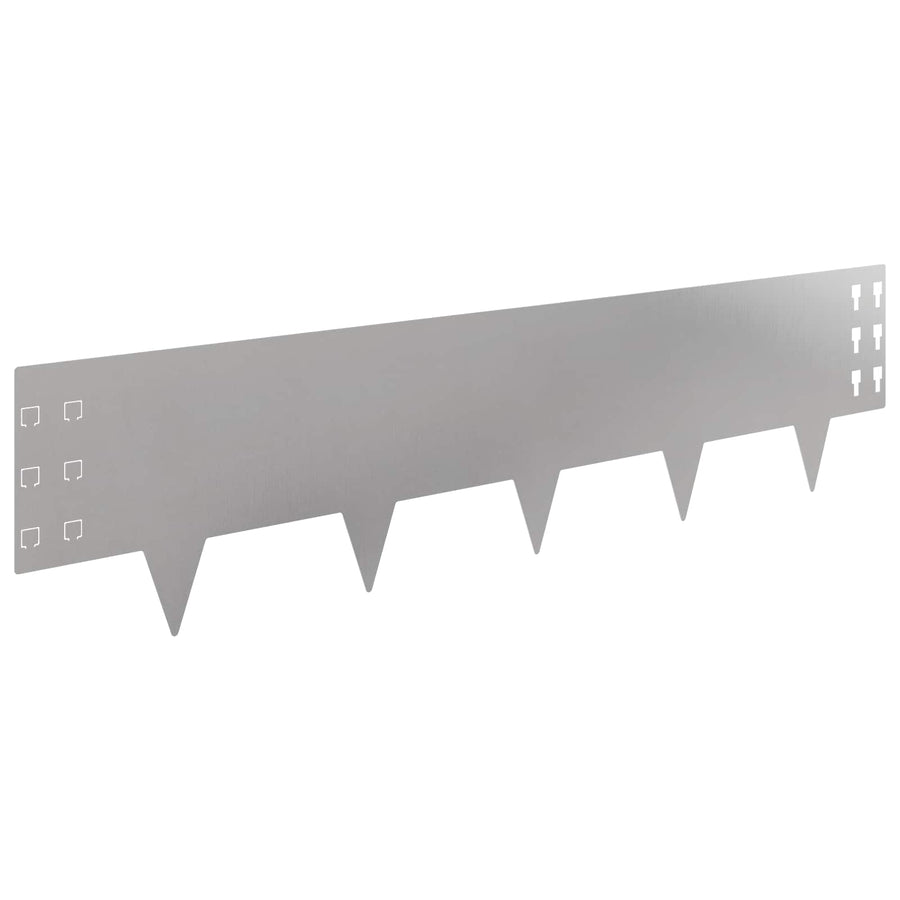 Gazonrand 30 pcs 100 x 25 cm Staal Zilverkleurig