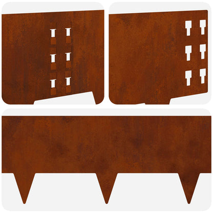 Gazonrand 10 pcs 100 x 25 cm Staal Roestig