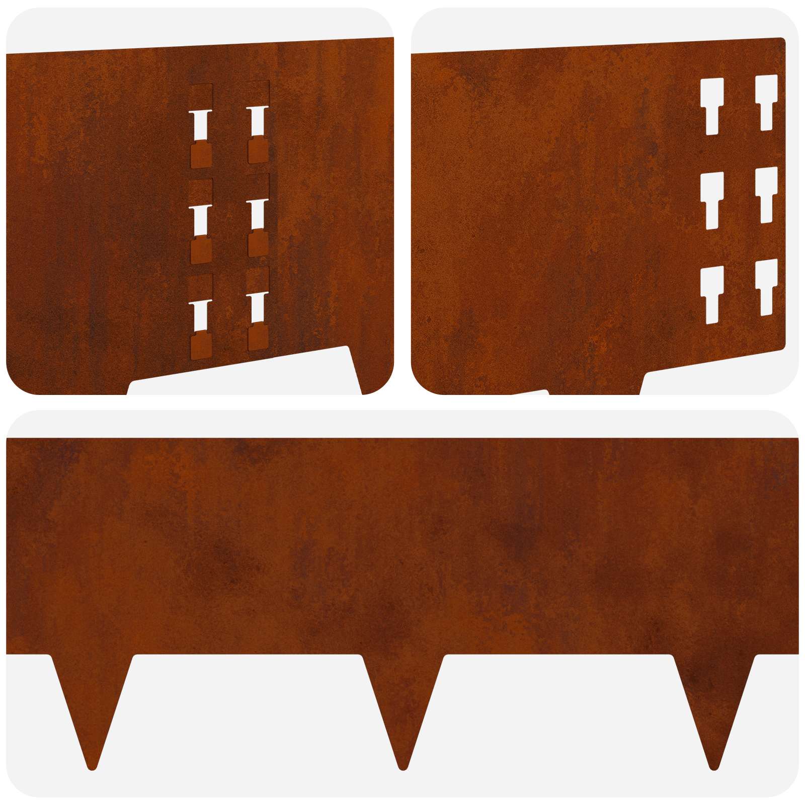 Gazonrand 30 pcs 100 x 25 cm Staal Roestig