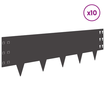 Gazonrand 10 pcs 100 x 30 cm Staal Zwart