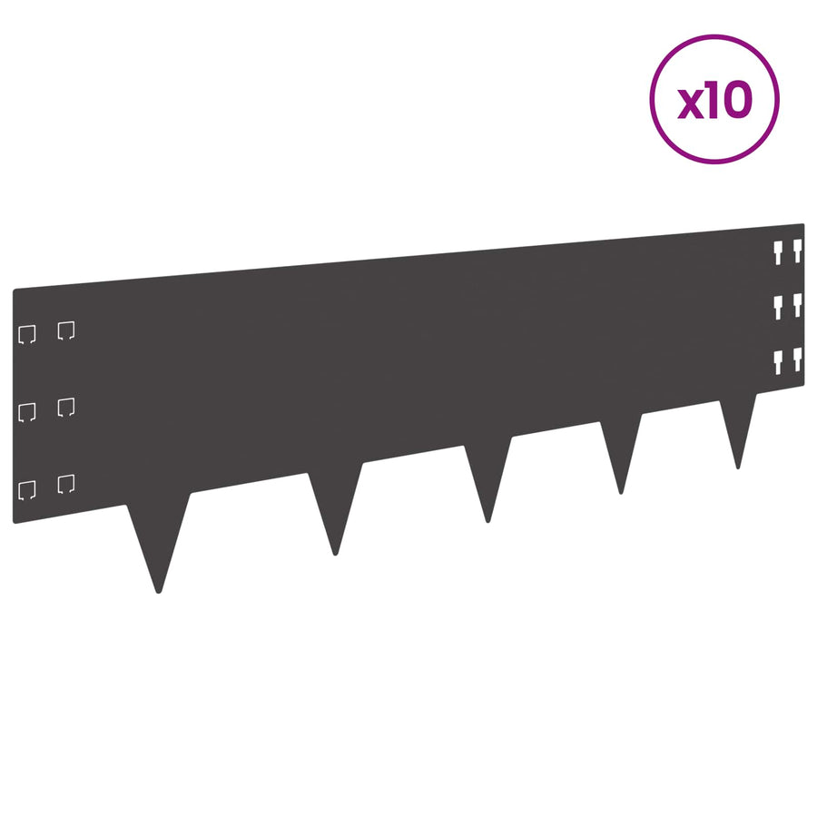 Gazonrand 10 pcs 100 x 30 cm Staal Zwart