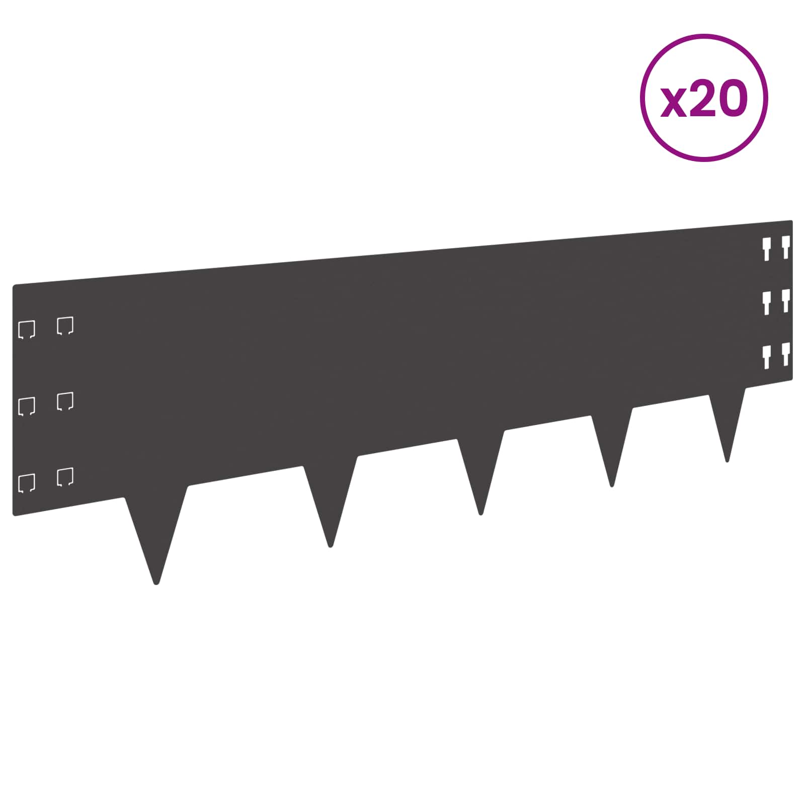 Gazonrand 20 st 100 x 30 cm Staal Zwart