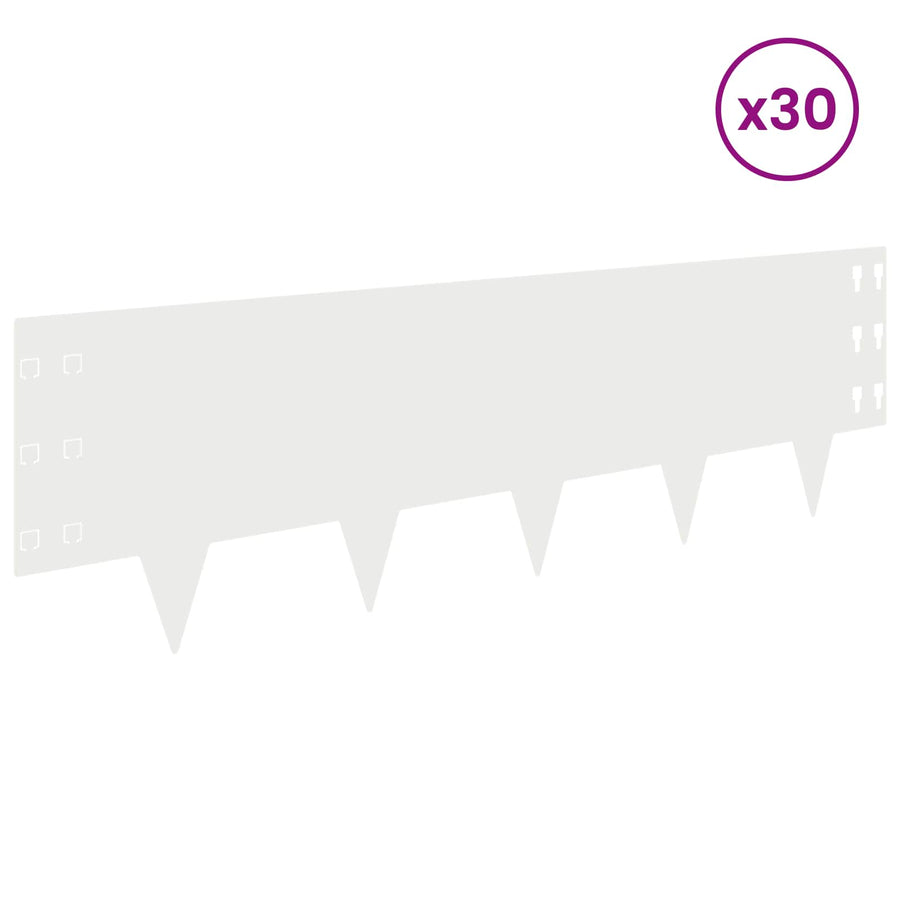 Gazonrand 30 pcs 100 x 30 cm Staal Wit