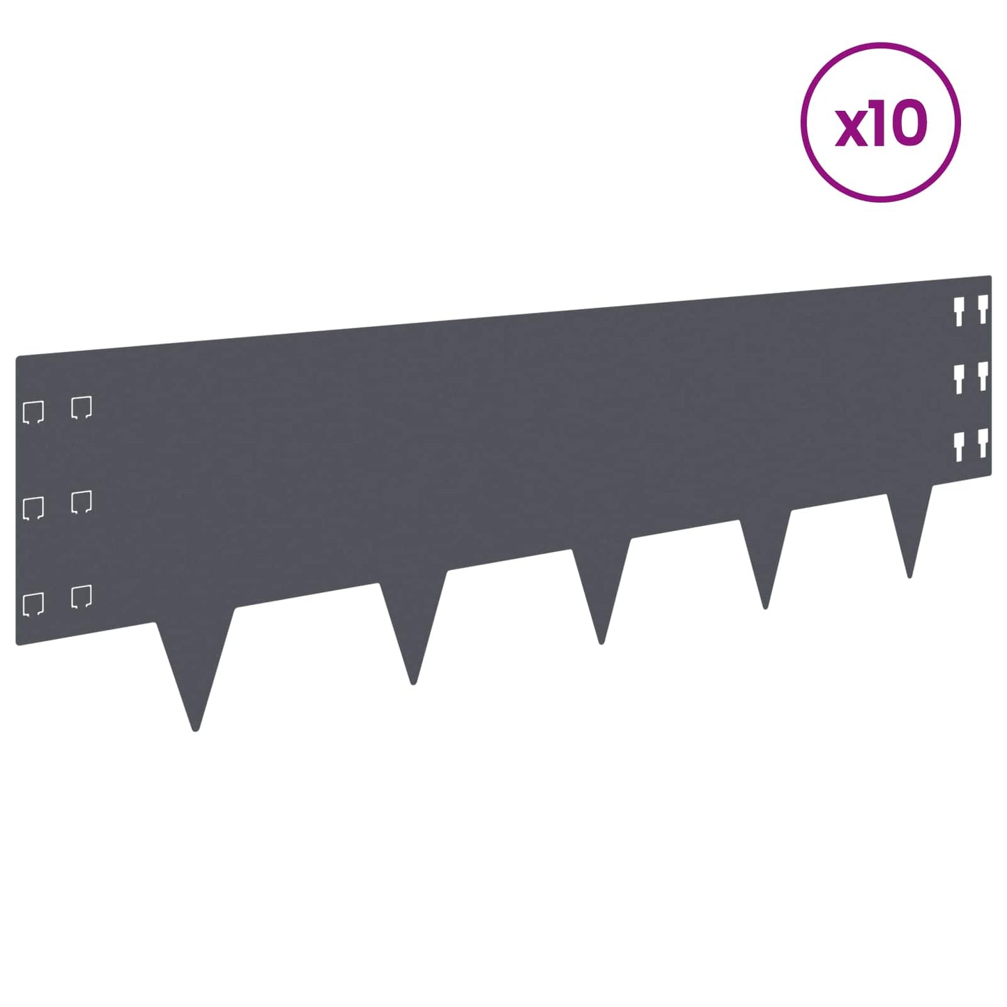 Gazonrand 10 pcs 100 x 30 cm Staal Antracietkleurig