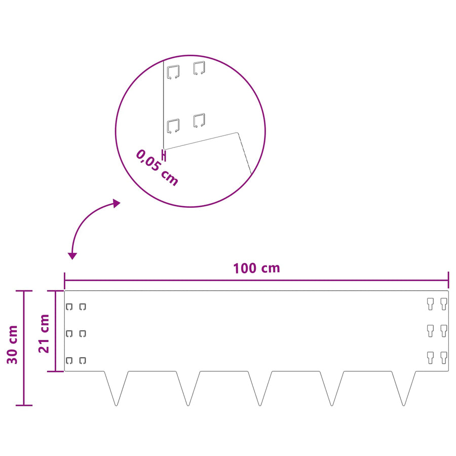 Gazonrand 30 pcs 100 x 30 cm Staal Antracietkleurig