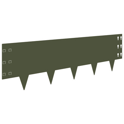 Gazonrand 20 pcs 100 x 30 cm Staal Olijfgroen