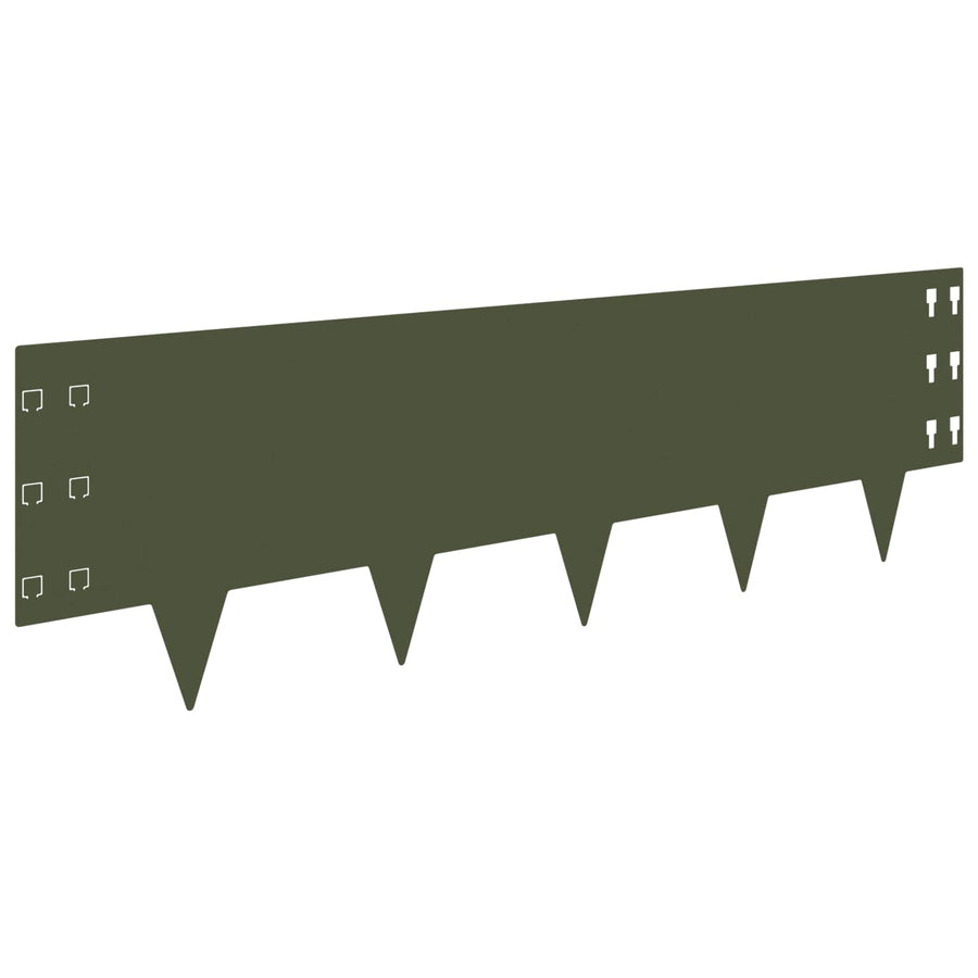 Gazonrand 30 pcs 100 x 30 cm Staal Olijfgroen