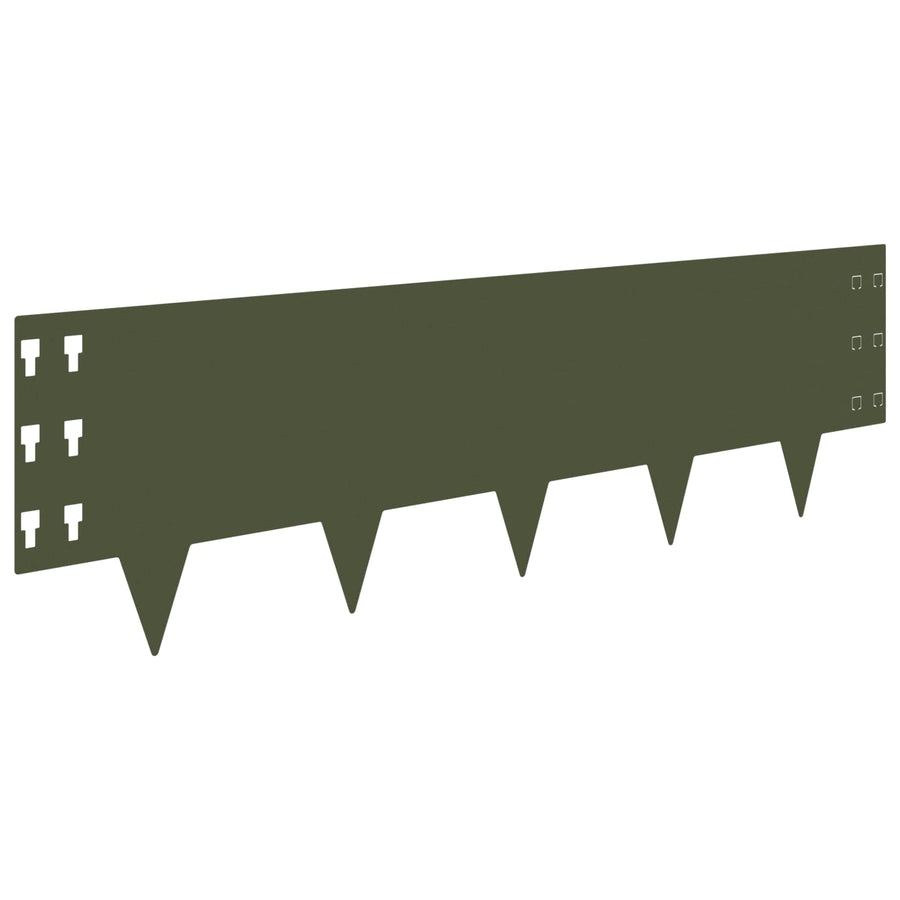 Gazonrand 30 pcs 100 x 30 cm Staal Olijfgroen