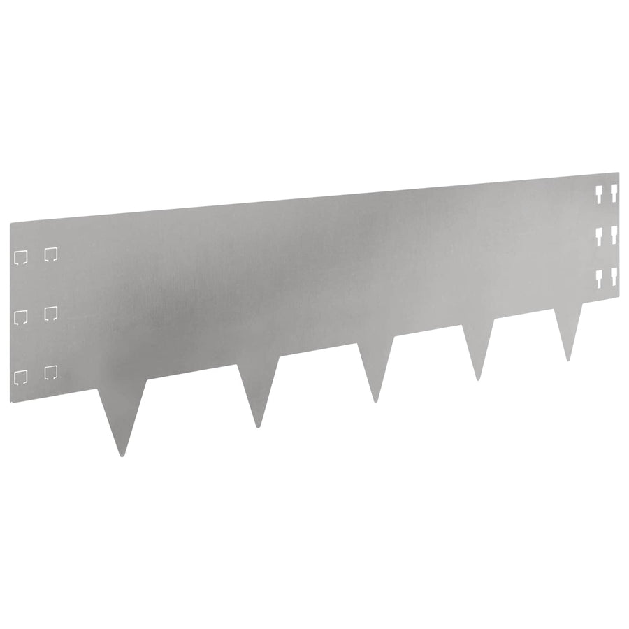 Gazonrand 10 pcs 100 x 30 cm Staal Zilverkleurig