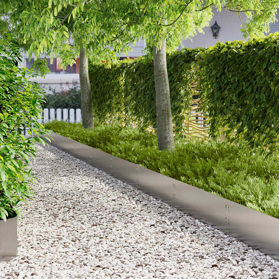 Gazonrand 20 pcs 100 x 30 cm Staal Zilverkleurig