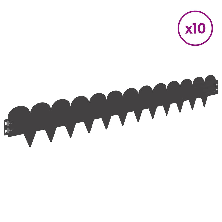 Gazonrand 10 pcs 103 x 15 cm Staal Zwart