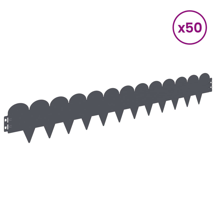 Gazonrand 50 pcs 103 x 15 cm Staal Antracietkleurig