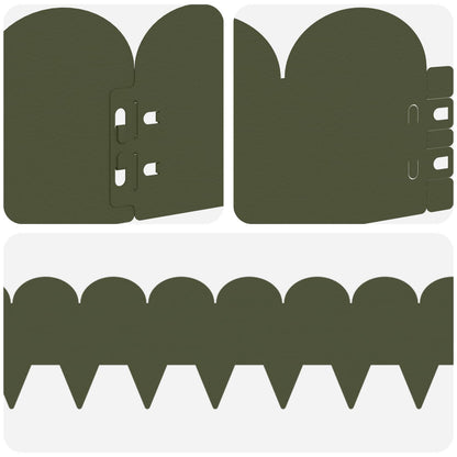 Gazonrand 10 pcs 103 x 15 cm Staal Olijfgroen
