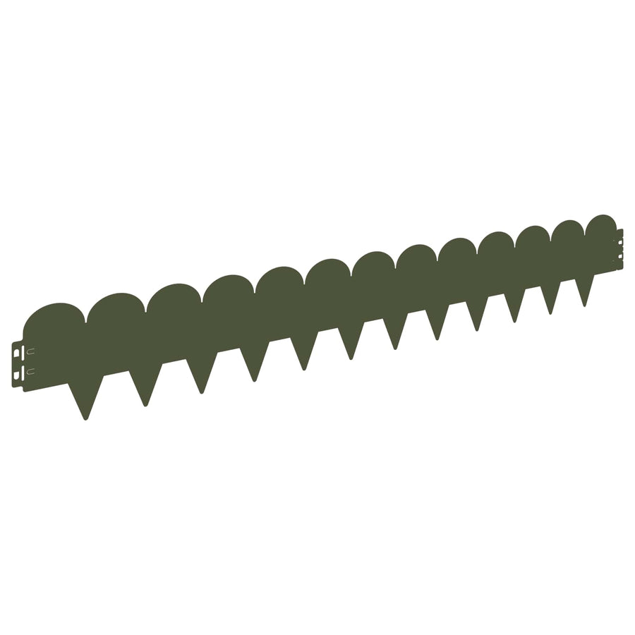 Gazonrand 20 pcs 103 x 15 cm Staal Olijfgroen