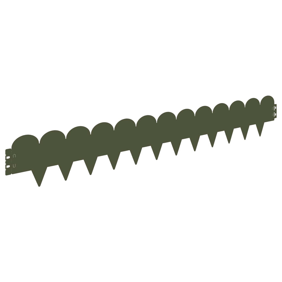 Gazonrand 20 pcs 103 x 15 cm Staal Olijfgroen