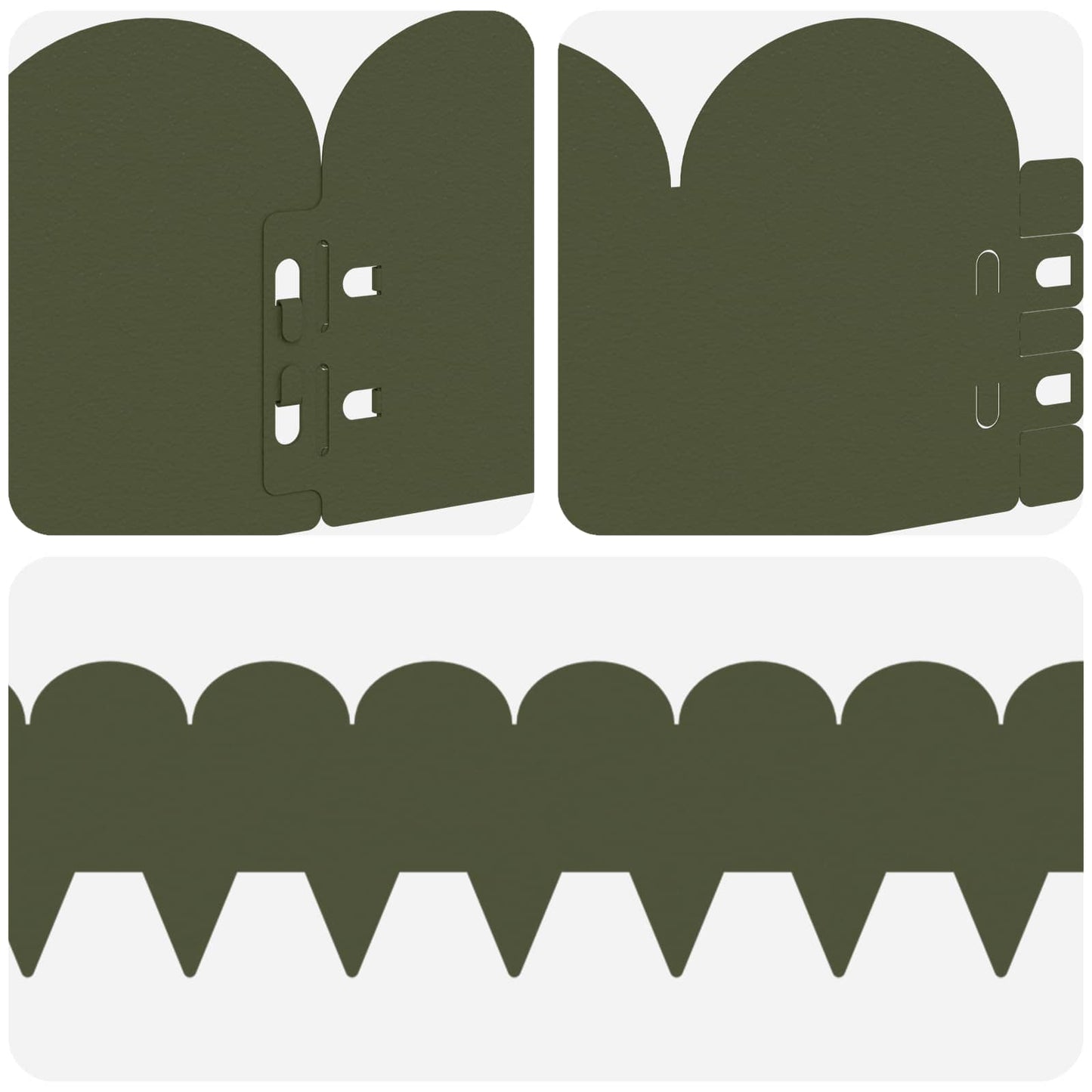 Gazonrand 50 pcs 103 x 15 cm Staal Olijfgroen