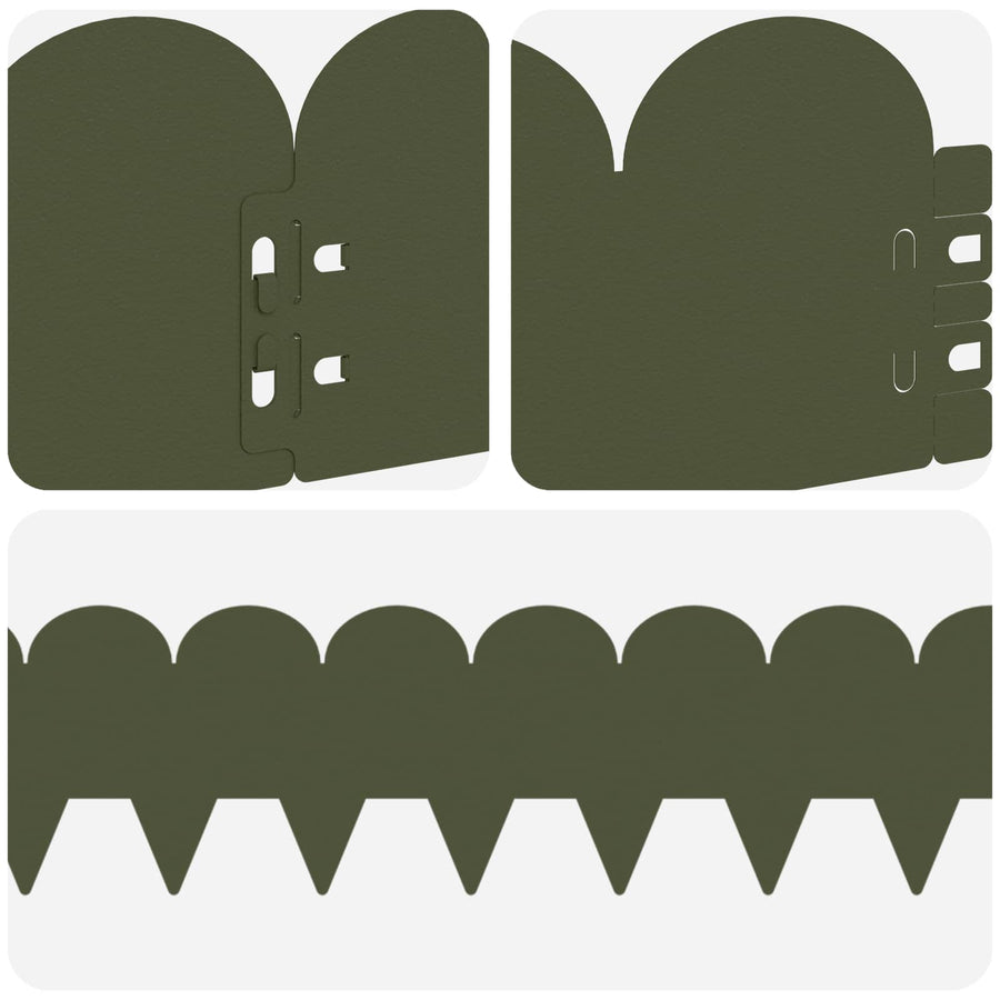 Gazonrand 50 pcs 103 x 15 cm Staal Olijfgroen