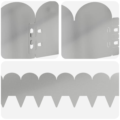 Gazonrand 50 pcs 103 x 15 cm Staal Zilverkleurig