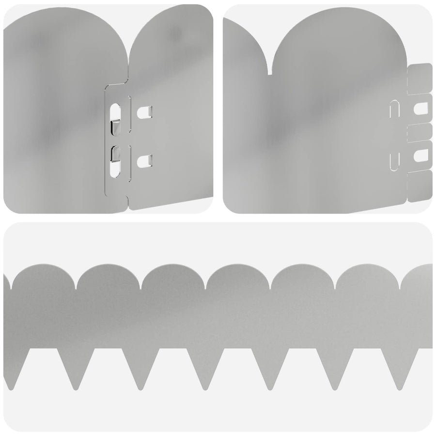 Gazonrand 50 pcs 103 x 15 cm Staal Zilverkleurig