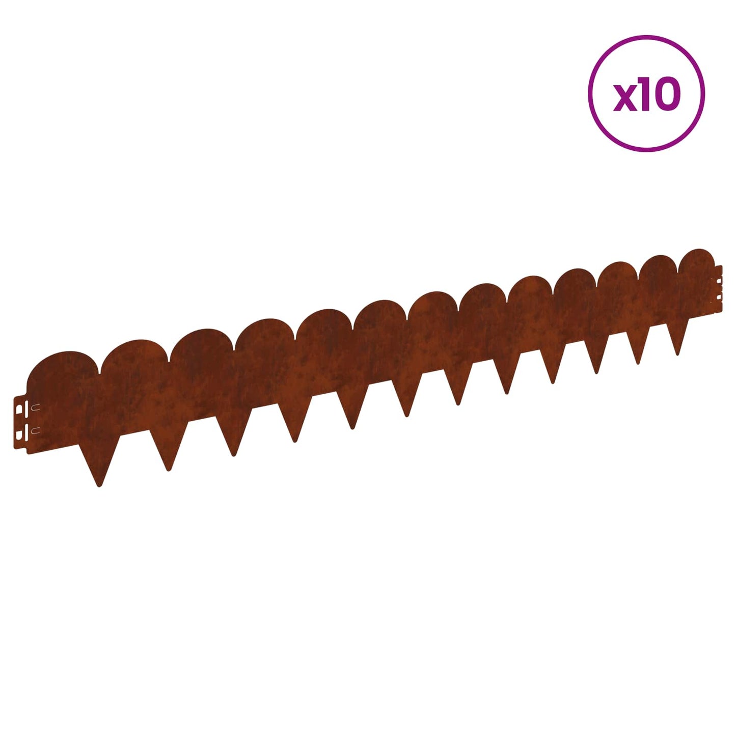 Gazonrand 10 pcs 103 x 15 cm Staal Roestig