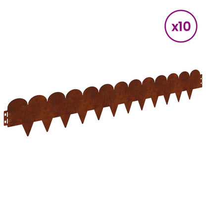 Gazonrand 10 pcs 103 x 15 cm Staal Roestig