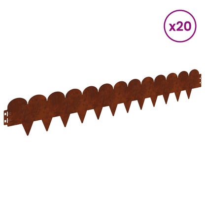 Gazonrand 20 pcs 103 x 15 cm Staal Roestig