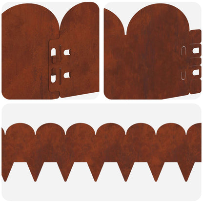 Gazonrand 30 pcs 103 x 15 cm Staal Roestig