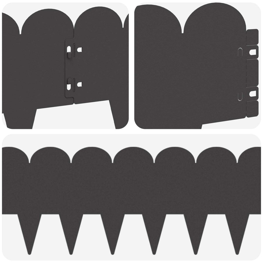 Gazonrand 10 pcs 103 x 20 cm Staal Zwart