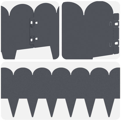 Gazonrand 10 pcs 103 x 20 cm Staal Antracietkleurig