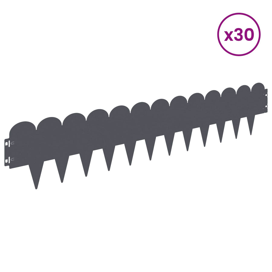 Gazonrand 30 pcs 103 x 20 cm Staal Antracietkleurig