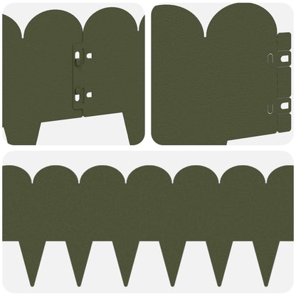 Gazonrand 10 pcs 103 x 20 cm Staal Olijfgroen