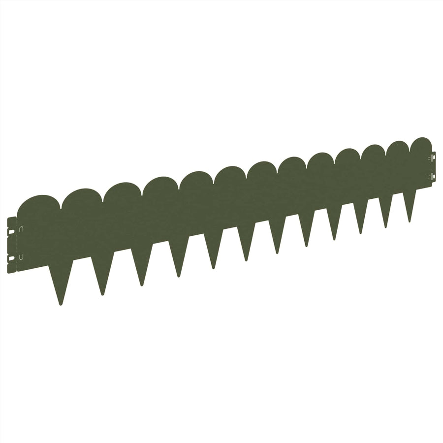 Gazonrand 10 pcs 103 x 20 cm Staal Olijfgroen