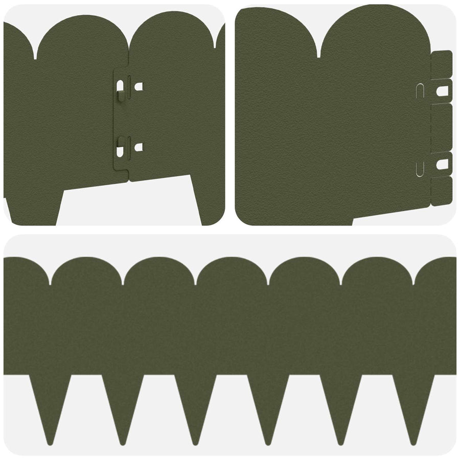 Gazonrand 20 pcs 103 x 20 cm Staal Olijfgroen