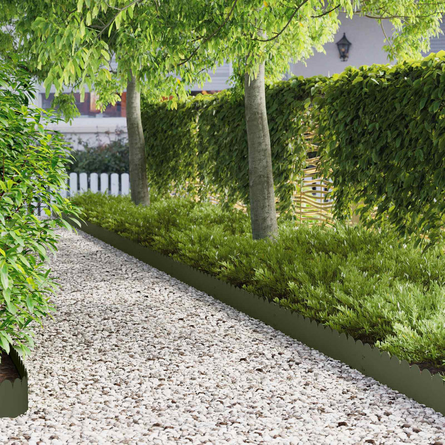 Gazonrand 30 pcs 103 x 20 cm Staal Olijfgroen