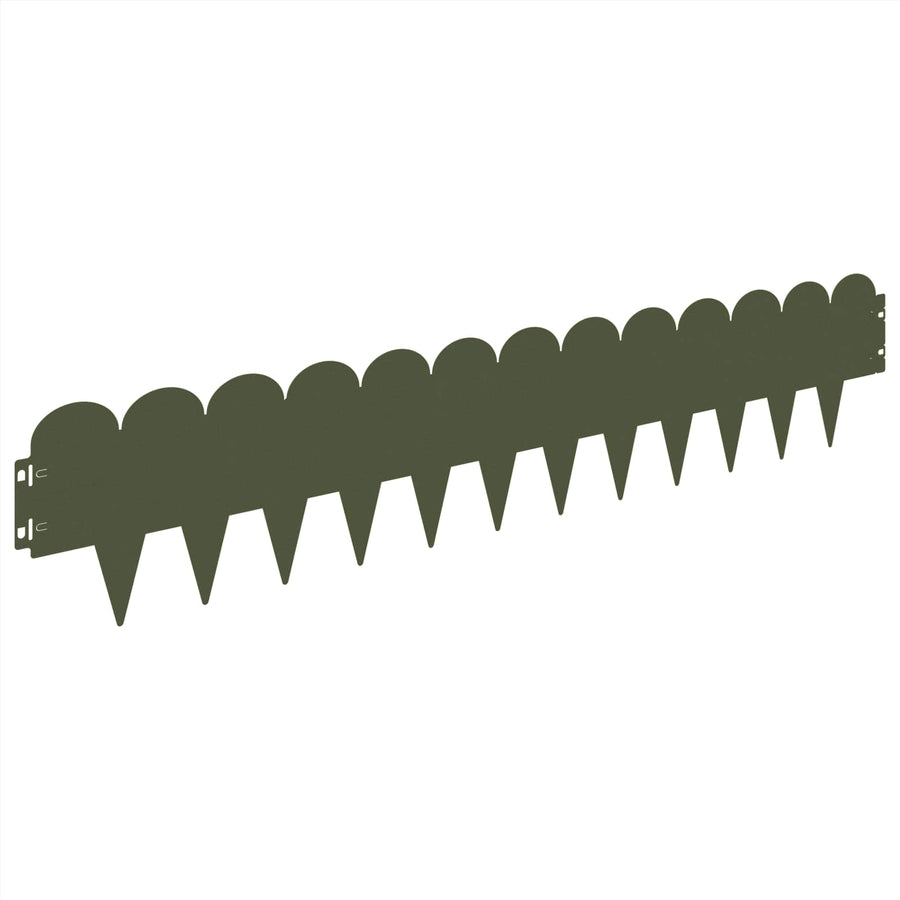 Gazonrand 30 pcs 103 x 20 cm Staal Olijfgroen