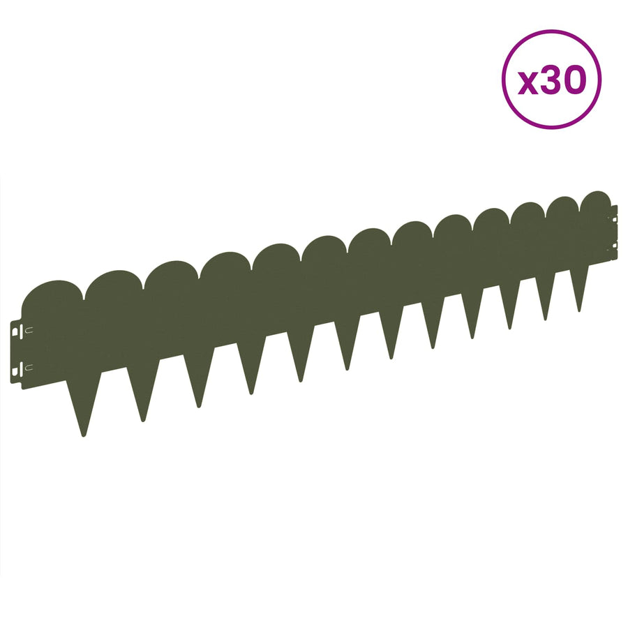 Gazonrand 30 pcs 103 x 20 cm Staal Olijfgroen