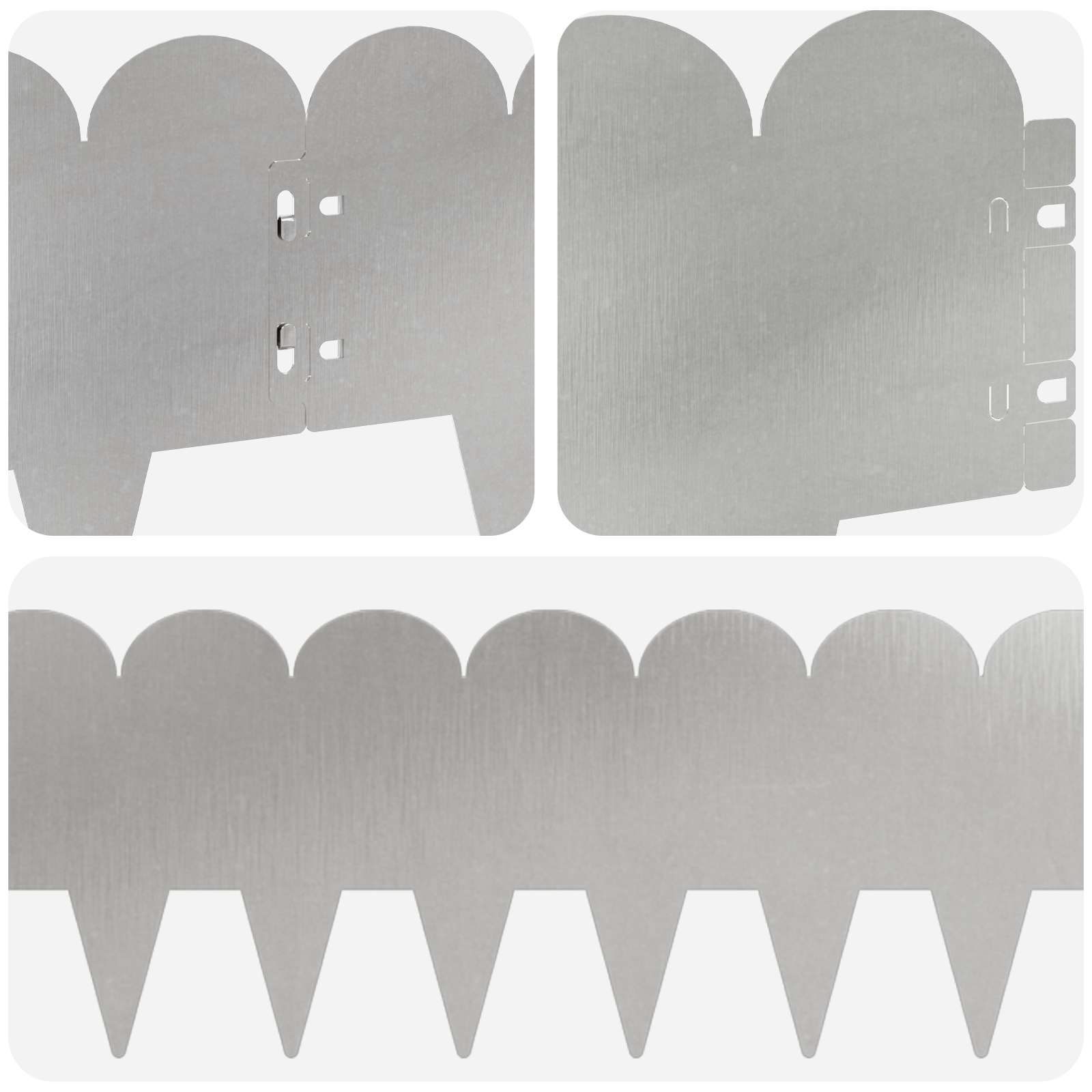Gazonrand 10 pcs 103 x 20 cm Staal Zilverkleurig