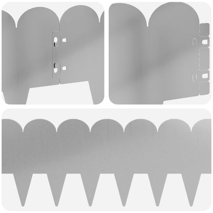 Gazonrand 20 pcs 103 x 20 cm Staal Zilverkleurig