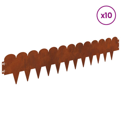 Gazonrand 10 pcs 103 x 20 cm Staal Roestig