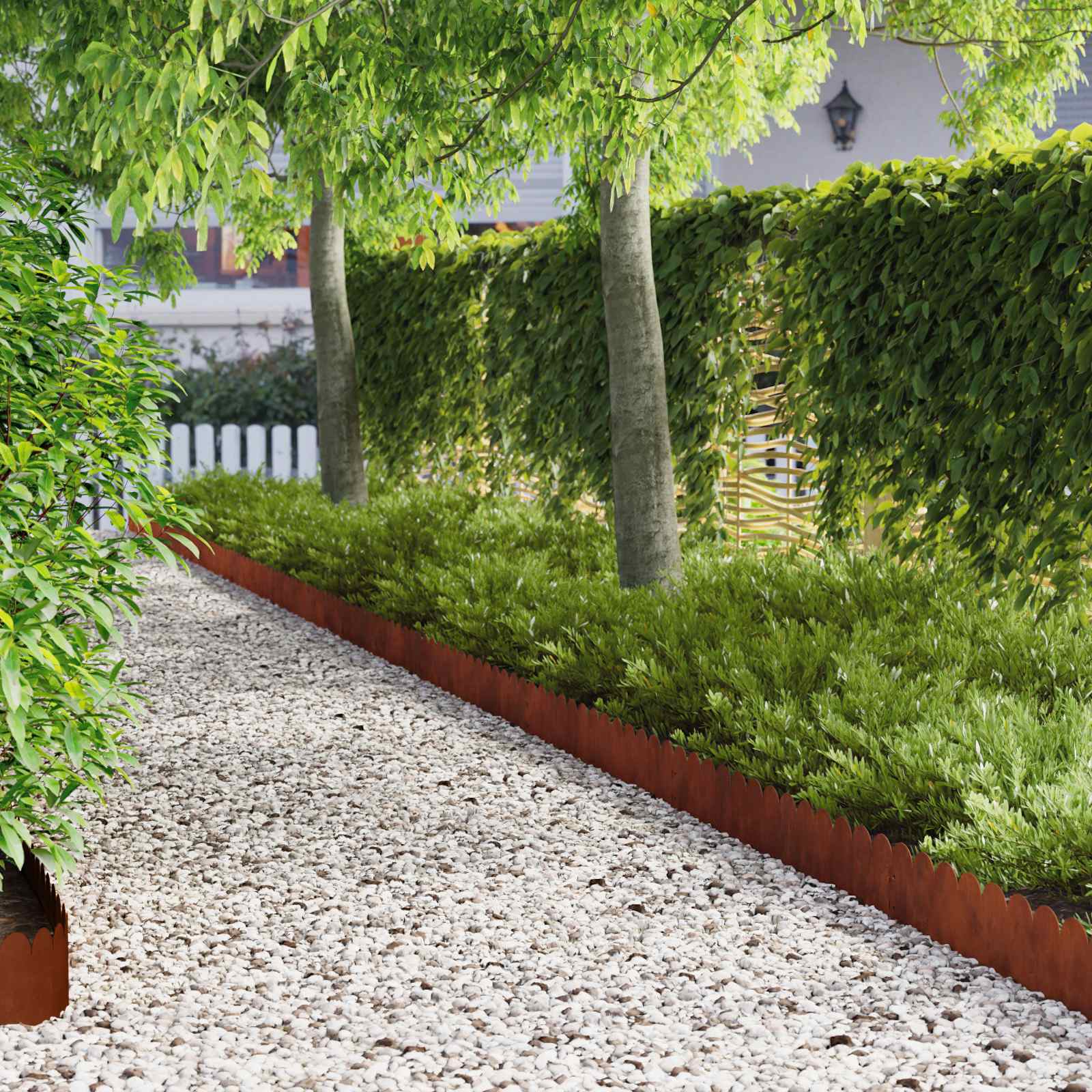 Gazonrand 30 pcs 103 x 20 cm Staal Roestig