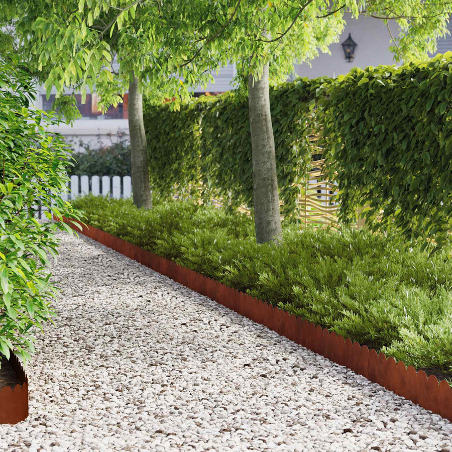 Gazonrand 30 pcs 103 x 20 cm Staal Roestig