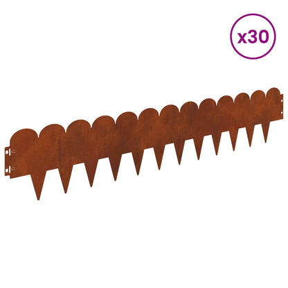 Gazonrand 30 pcs 103 x 20 cm Staal Roestig