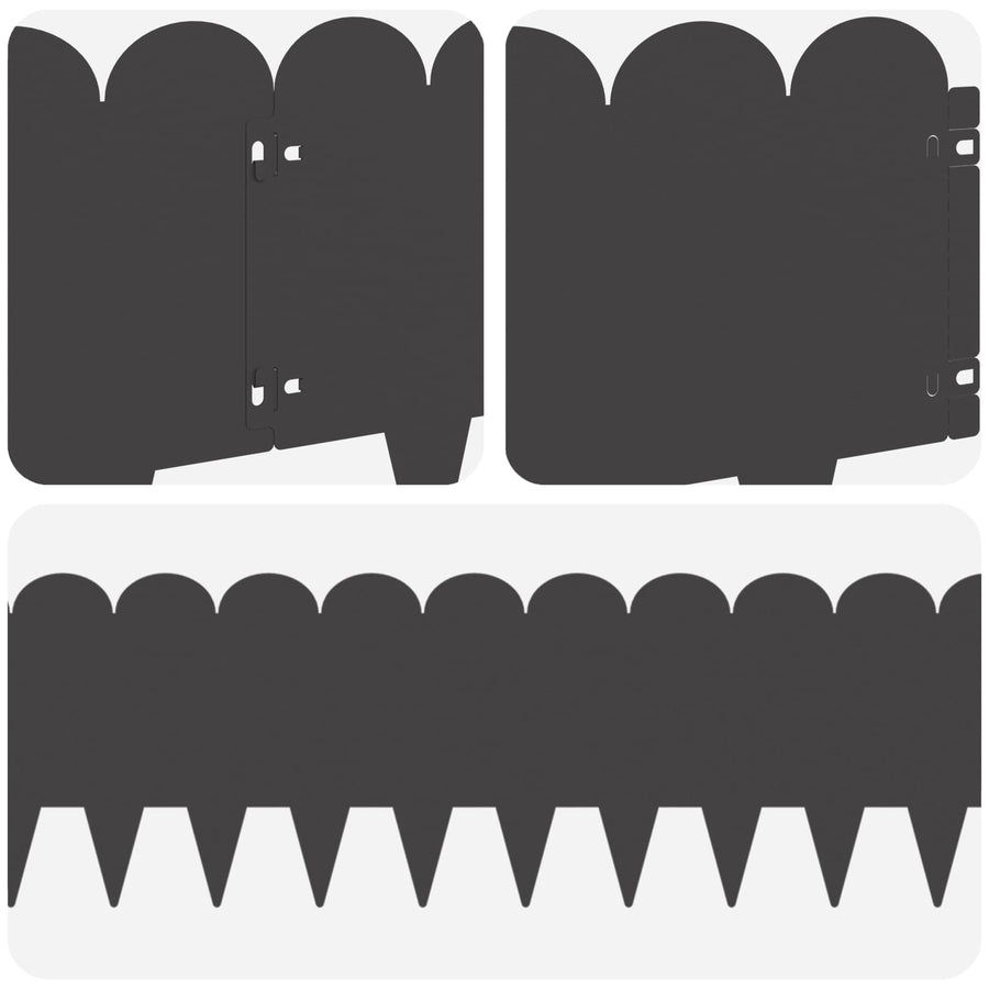 Gazonrand 10 pcs 103 x 25 cm Staal Zwart