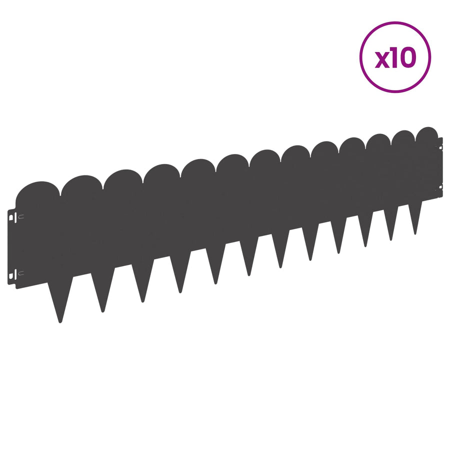 Gazonrand 10 pcs 103 x 25 cm Staal Zwart
