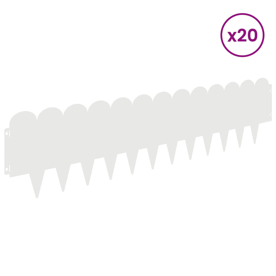 Gazonrand 20 pcs 103 x 25 cm Staal Wit