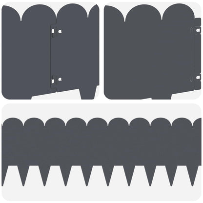 Gazonrand 10 pcs 103 x 25 cm Staal Antracietkleurig