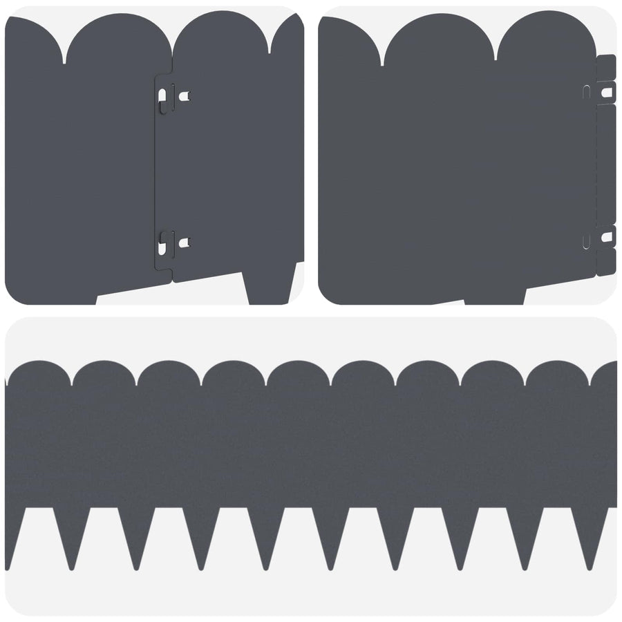 Gazonrand 10 pcs 103 x 25 cm Staal Antracietkleurig