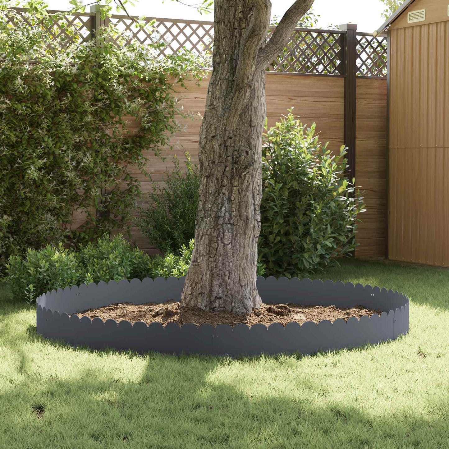 Gazonrand 10 pcs 103 x 25 cm Staal Antracietkleurig